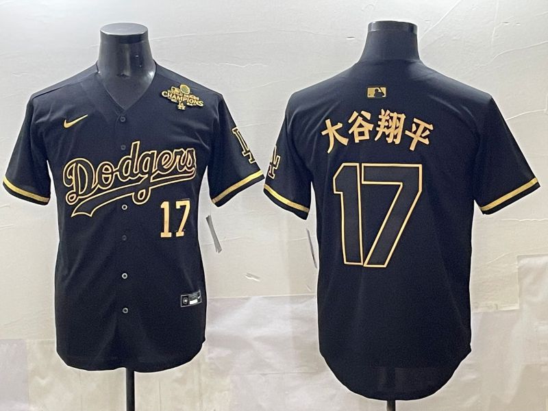 Men 2025 Los Angeles Dodgers #17 Ohtani Black Gold Five generations Nike MLB Jersey style 4->chicago cubs->MLB Jersey
